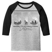 Detroit 313 Area Code Skyline Michigan Vintage Youth 3/4 Sleeve | Artistshot