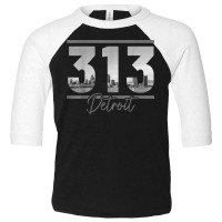 Detroit 313 Area Code Skyline Michigan Vintage Toddler 3/4 Sleeve Tee | Artistshot