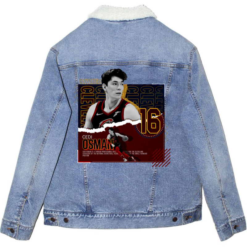 Cedi Osman Basketball Paper Poster Cavaliers Unisex Sherpa-lined Denim Jacket | Artistshot