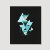 Geometric Triangle Compilation In Teal Portrait Canvas Print | Artistshot