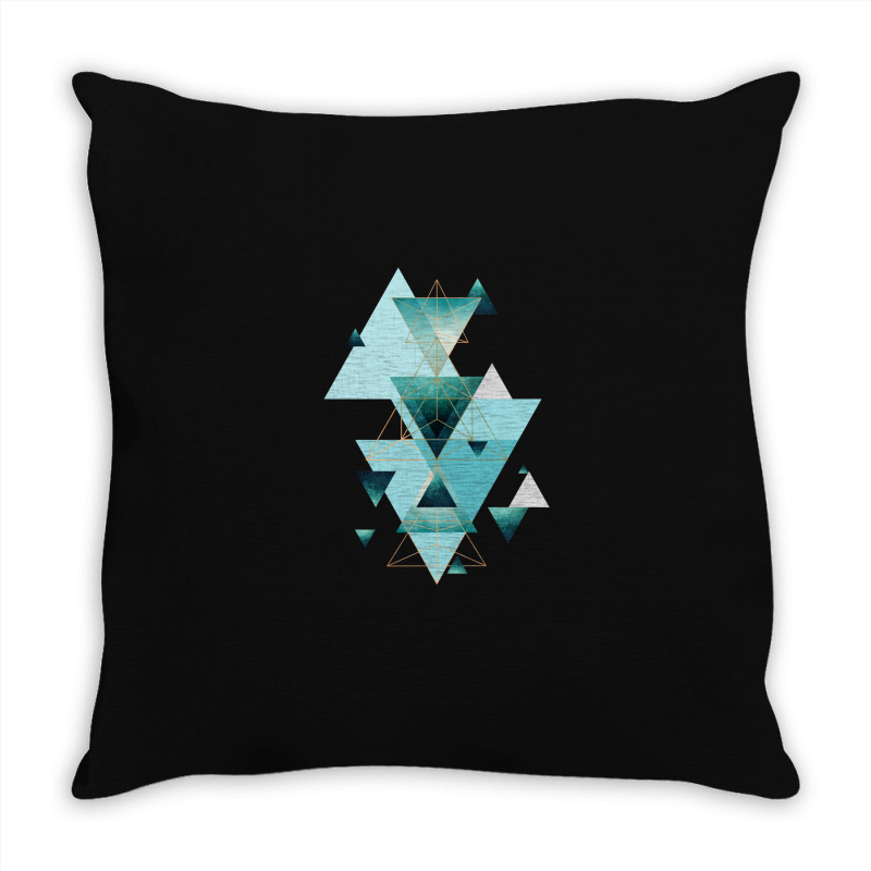 Geometric Triangle Compilation In Teal Throw Pillow | Artistshot