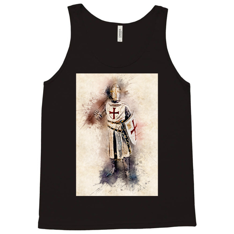 Knights Templar Warrior The Crusader Watercolor Historic Fine Art Tank Top | Artistshot