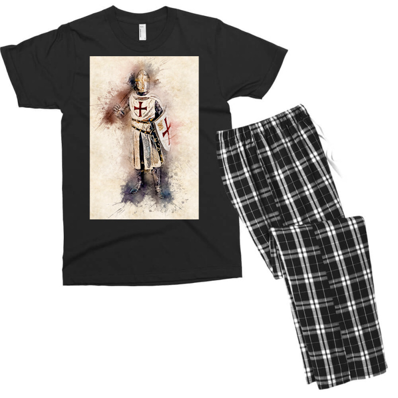 Knights Templar Warrior The Crusader Watercolor Historic Fine Art Men's T-shirt Pajama Set | Artistshot