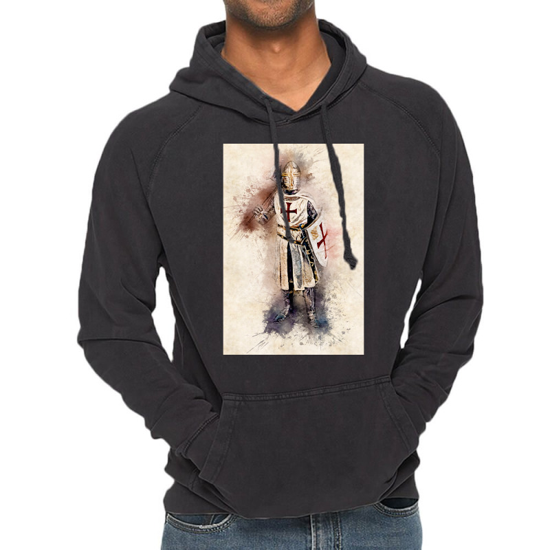 Knights Templar Warrior The Crusader Watercolor Historic Fine Art Vintage Hoodie | Artistshot