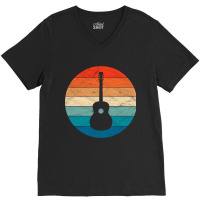 Vintage Retro Acoustic Guitar V-neck Tee | Artistshot