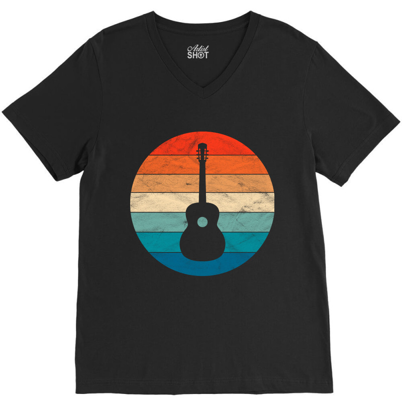 Vintage Retro Acoustic Guitar V-neck Tee | Artistshot