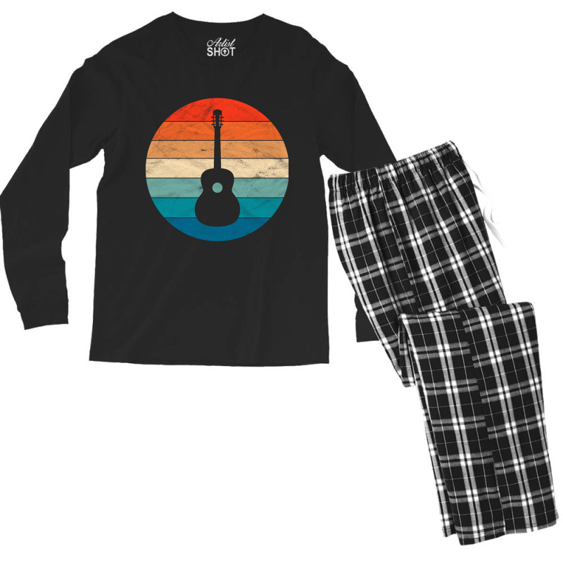 Vintage Retro Acoustic Guitar Men's Long Sleeve Pajama Set | Artistshot