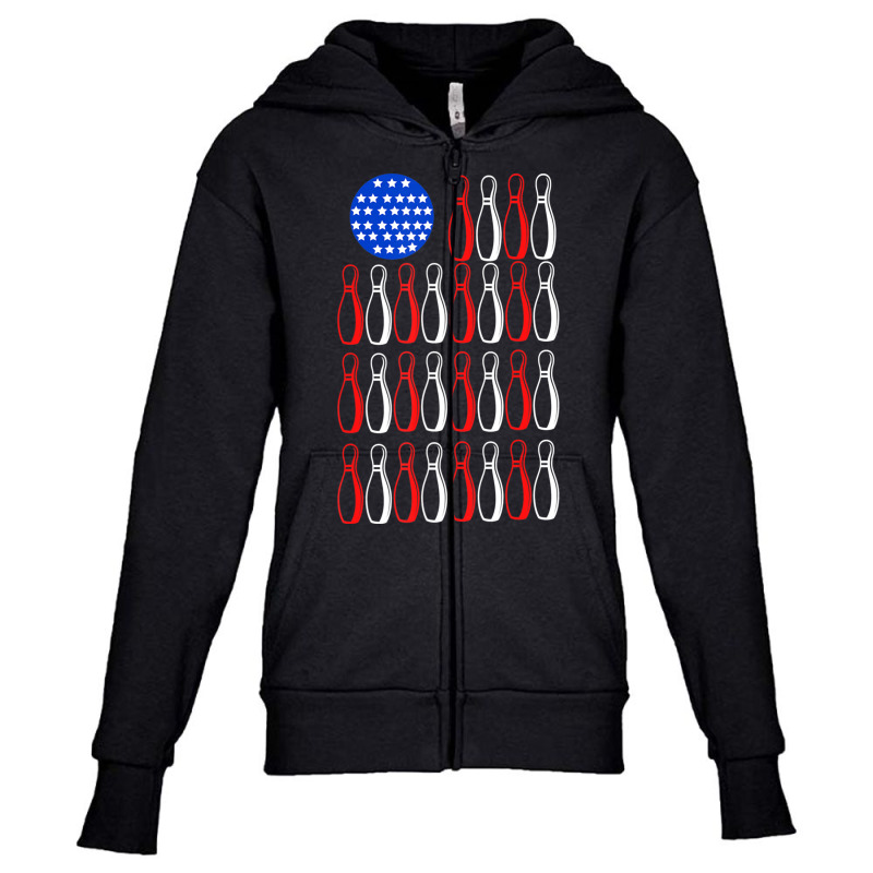 American Flag Patriot Patriotic Strike Sports Bowler Bowling Youth Zipper Hoodie by rastyrocl | Artistshot