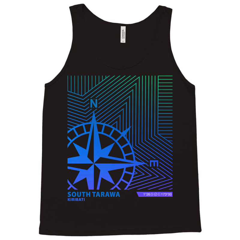 South Tarawa Kiribati Blue Green Ombre Gradient Linear Line Tank Top by greggjvandervor | Artistshot