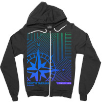 South Tarawa Kiribati Blue Green Ombre Gradient Linear Line Zipper Hoodie | Artistshot