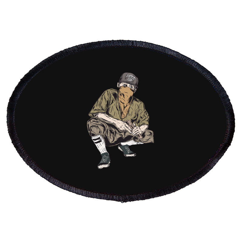 Vintage Gangster Vintage Illustration Oval Patch | Artistshot