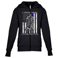 I Stand Here I Fear No Evil Crusader Knight Templar T Shirt Youth Zipper Hoodie | Artistshot