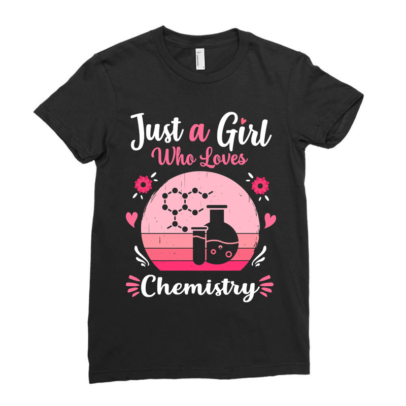 Just A Girl Who Loves Chemistry Pink Retro Vintage Gift Idea Ladies Fitted T-Shirt by Sizemore Adame | Artistshot