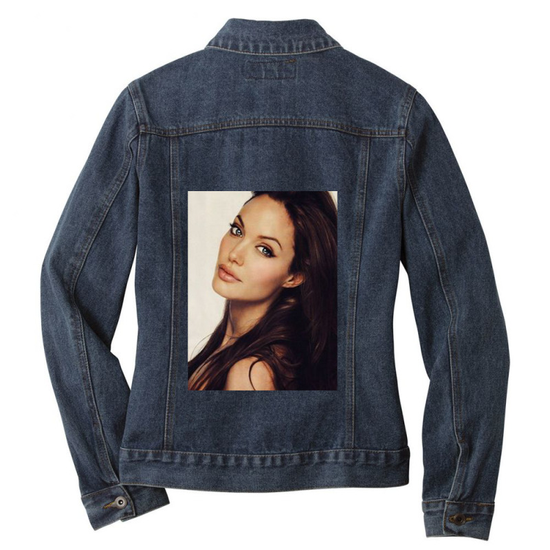 Angelina Jolie - Poster Ladies Denim Jacket by MichaelVictory | Artistshot