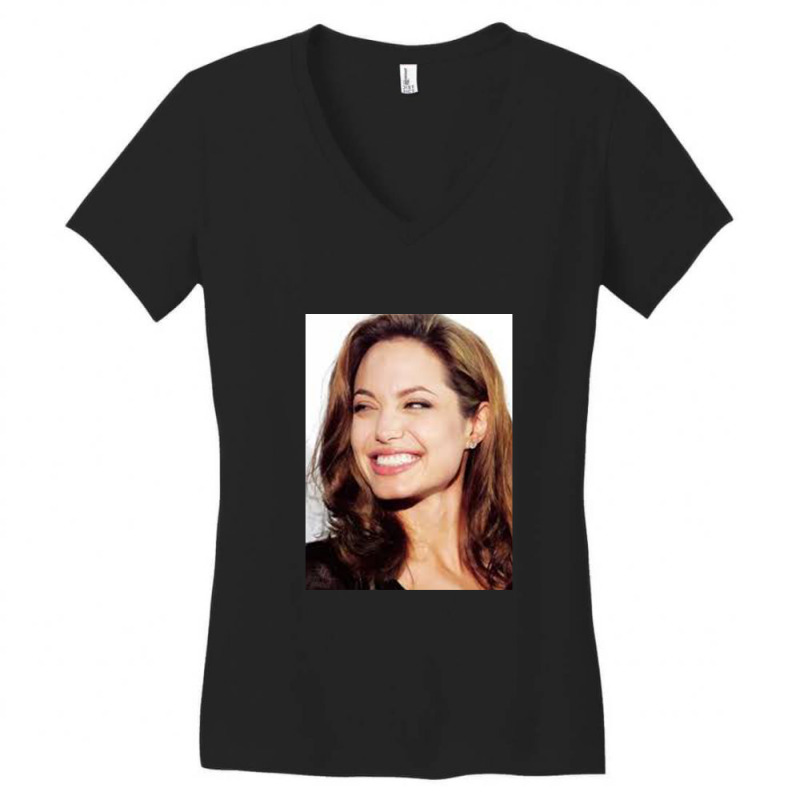 Angelina Jolie - Smile Women's V-Neck T-Shirt by MichaelVictory | Artistshot