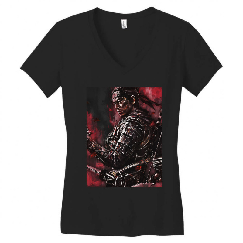 Ghost Of Tsushima Gaming Samurai Anime Movie Film Brava Warriors Women's V-Neck T-Shirt by KathrynHabstritt | Artistshot