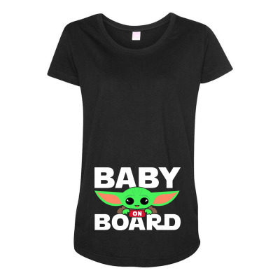 Baby On Board Baby Yoda Maternity Scoop Neck T-shirt Designed By Honeysuckle