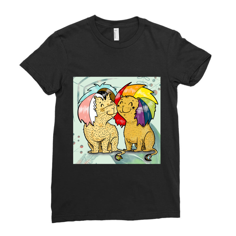 Gay Lion Couple Ladies Fitted T-Shirt by laurynvanhoose | Artistshot