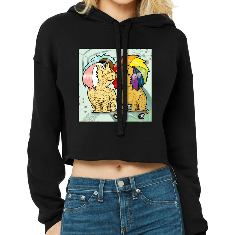 Gay Lion Couple Cropped Hoodie by laurynvanhoose | Artistshot