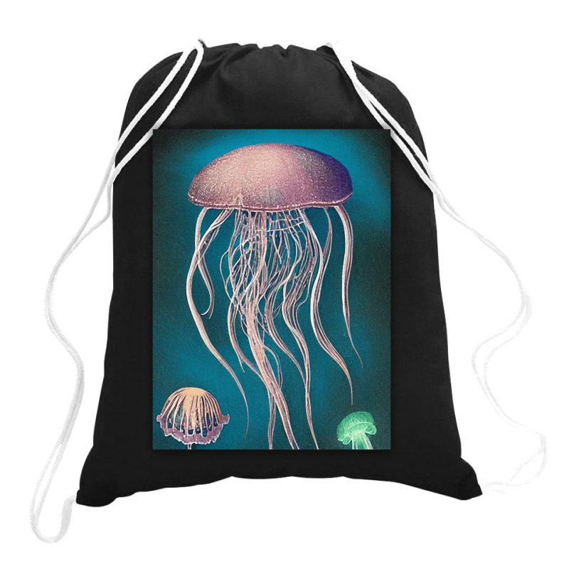 Jellyfish Artwork Beach Drawstring Bags | Artistshot