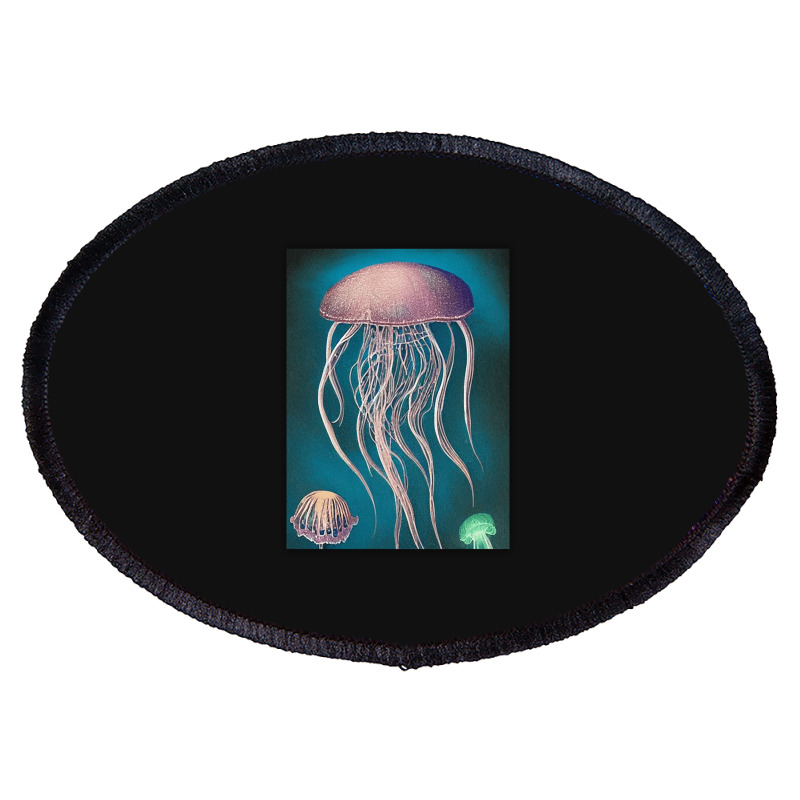 Jellyfish Artwork Beach Oval Patch | Artistshot