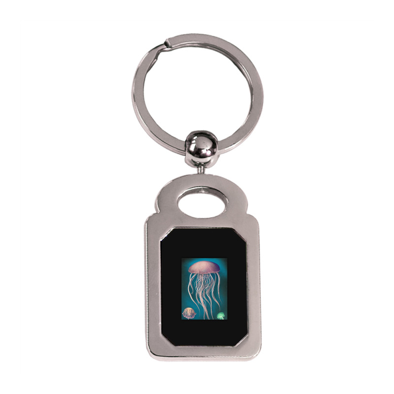 Jellyfish Artwork Beach Silver Rectangle Keychain | Artistshot