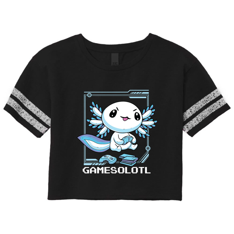 Axolotl Fish Playing Video Game Games-o-lot White Axolotl Lizard Kawai Scorecard Crop Tee by Min08 | Artistshot