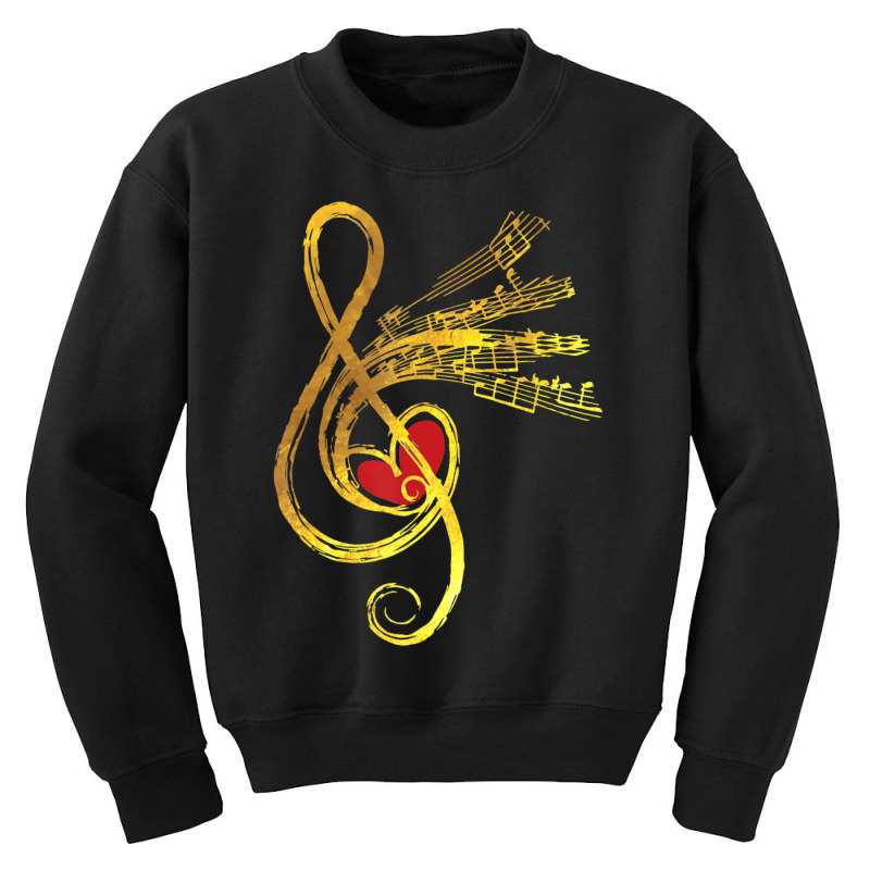 Gold Music Note Symbol Musician Composer Unique Youth Sweatshirt by degreesgunner | Artistshot