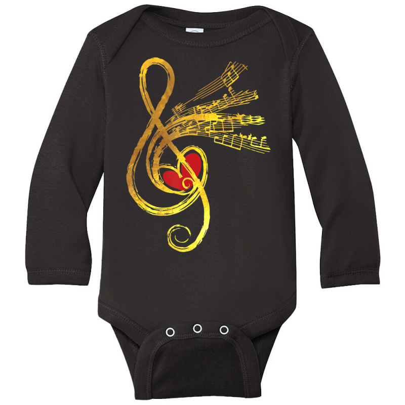 Gold Music Note Symbol Musician Composer Unique Long Sleeve Baby Bodysuit by degreesgunner | Artistshot