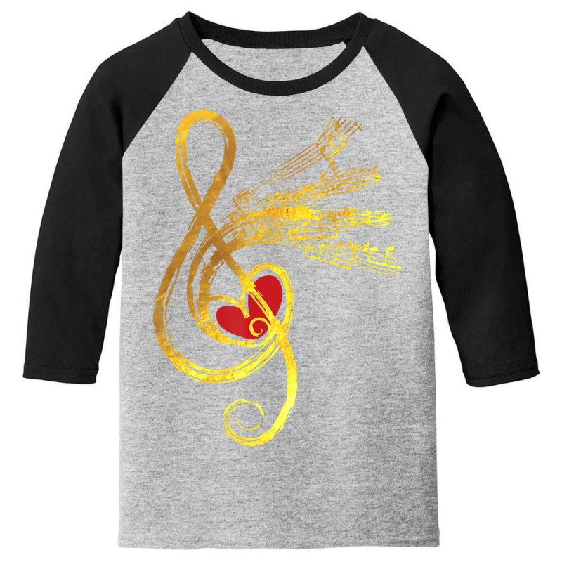 Gold Music Note Symbol Musician Composer Unique Youth 3/4 Sleeve by degreesgunner | Artistshot