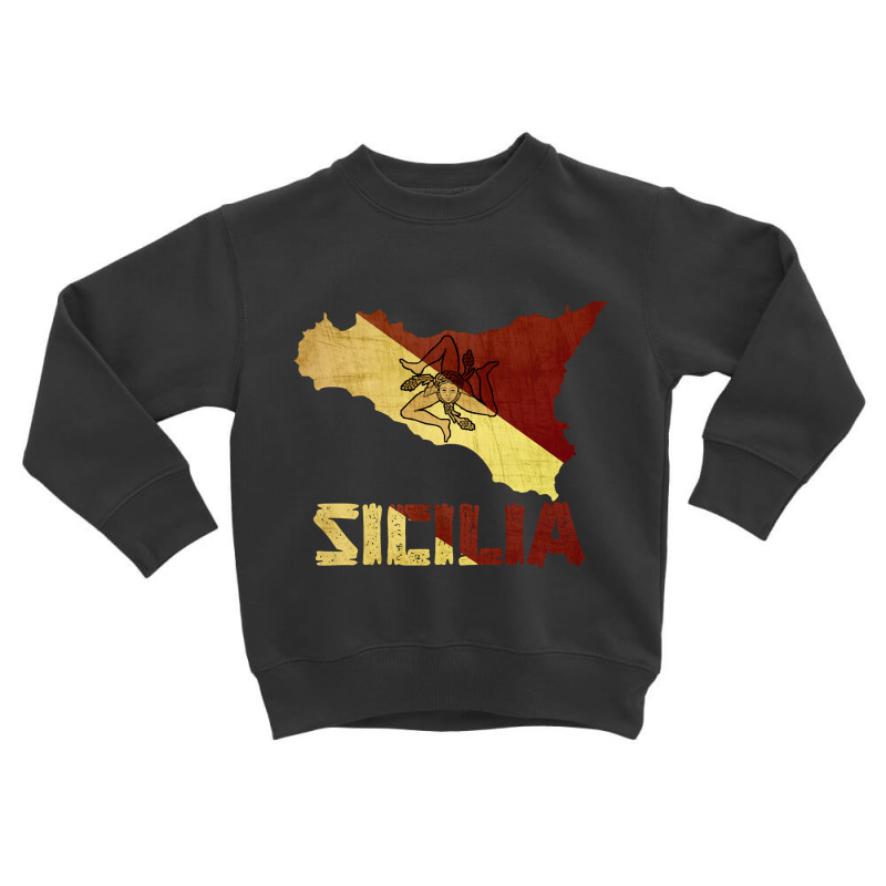 Vintage Retro Sicilia Italia Sicily Flag Italian Souvenir Toddler Sweatshirt | Artistshot