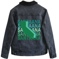 Santa Ana California Green Repeat Unisex Sherpa-lined Denim Jacket | Artistshot