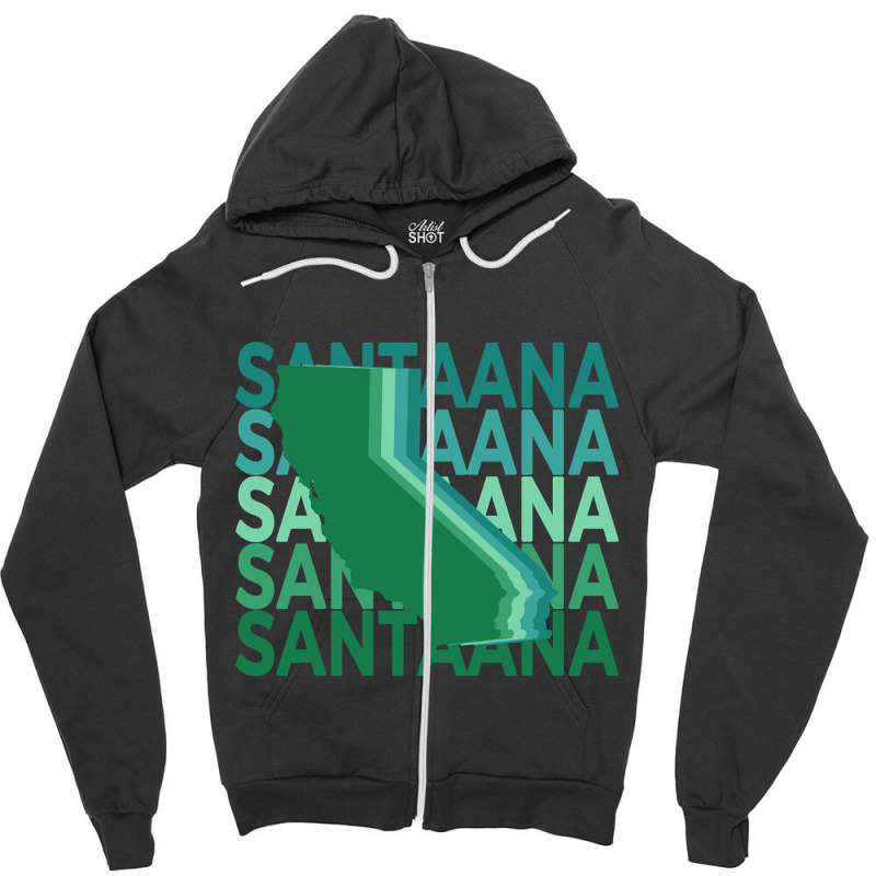 Santa Ana California Green Repeat Zipper Hoodie | Artistshot