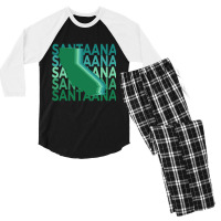 Santa Ana California Green Repeat Men's 3/4 Sleeve Pajama Set | Artistshot