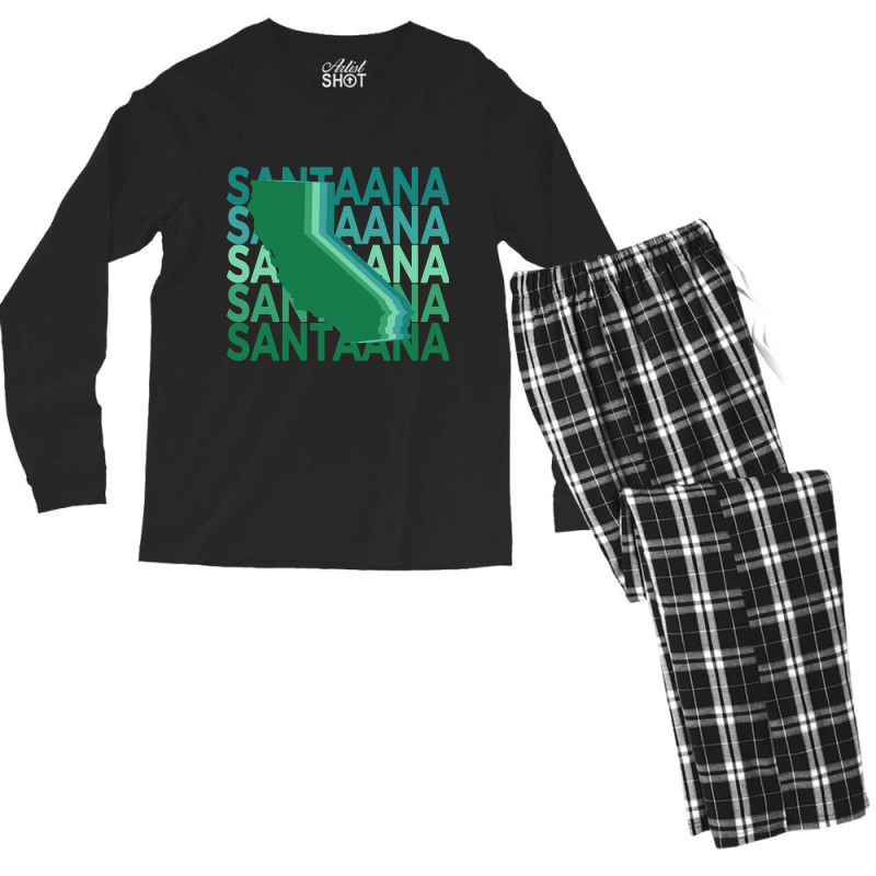 Santa Ana California Green Repeat Men's Long Sleeve Pajama Set | Artistshot