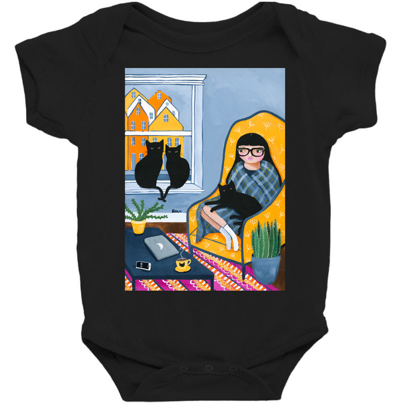 Working From Home With Cats Baby Bodysuit by Box Bingham | Artistshot