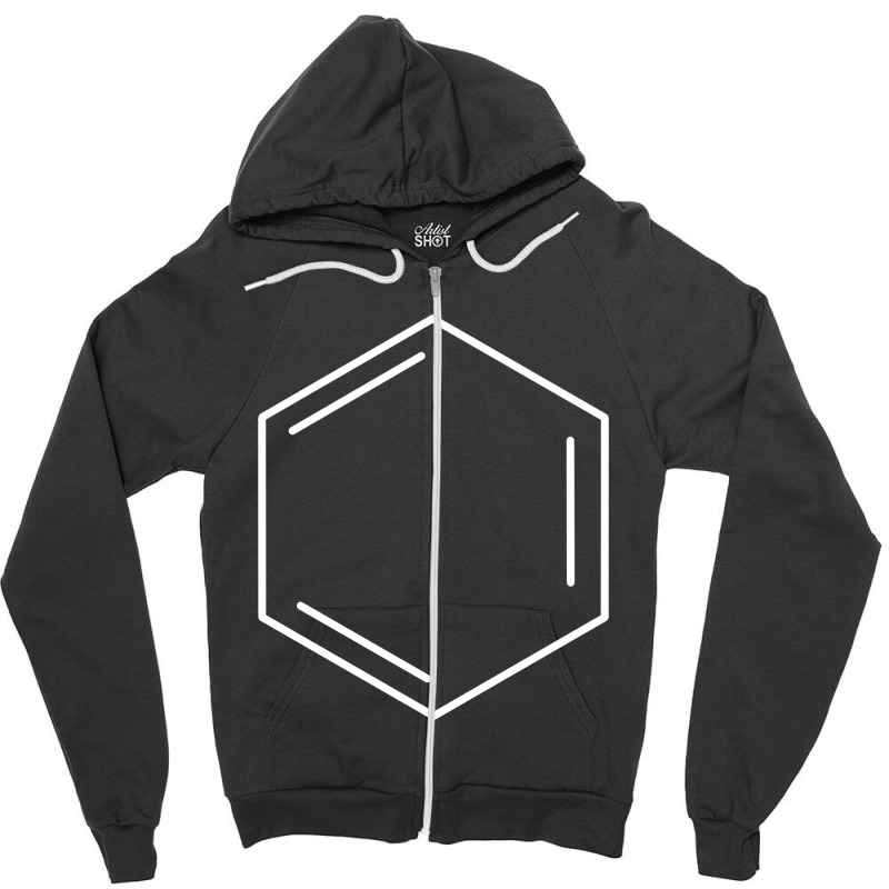 Benzene Hydrocarbon Ring White Zipper Hoodie by Crews Micki | Artistshot