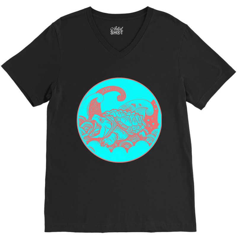 Alligator Snapping Turtle - Reptile - Nature - Animal Attack V-neck Tee | Artistshot