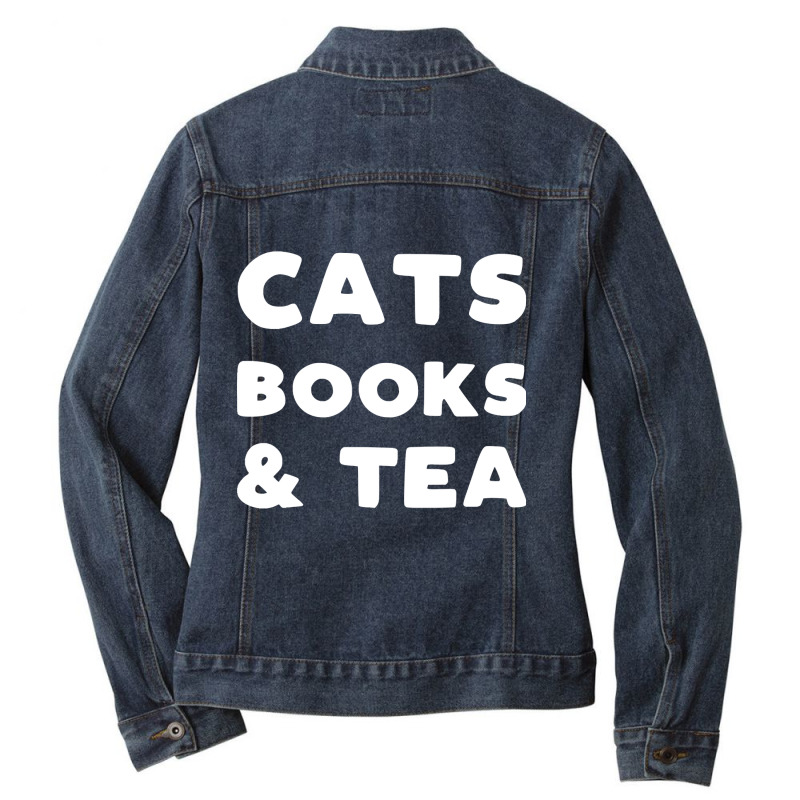 Cats Books And Tea Ladies Denim Jacket by webberkyla | Artistshot