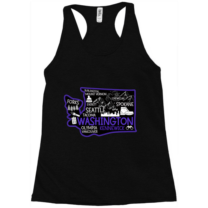 Washington Kennewick Cute Map Tacoma Forks Spokane Racerback Tank by poppyallen | Artistshot