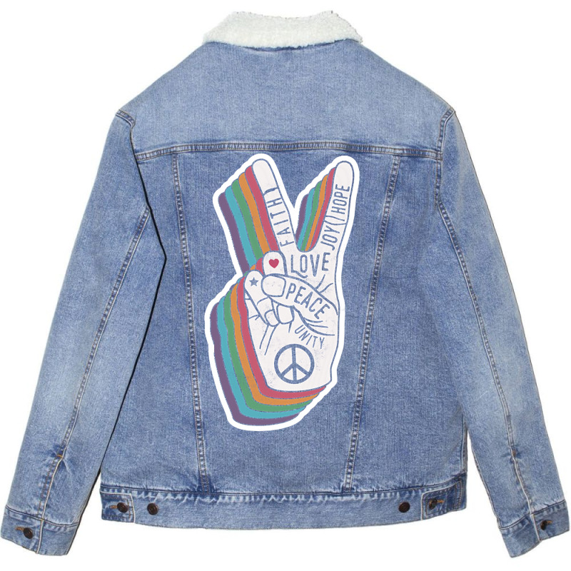 Peace Works Unisex Sherpa-Lined Denim Jacket by Sizemore Adame | Artistshot