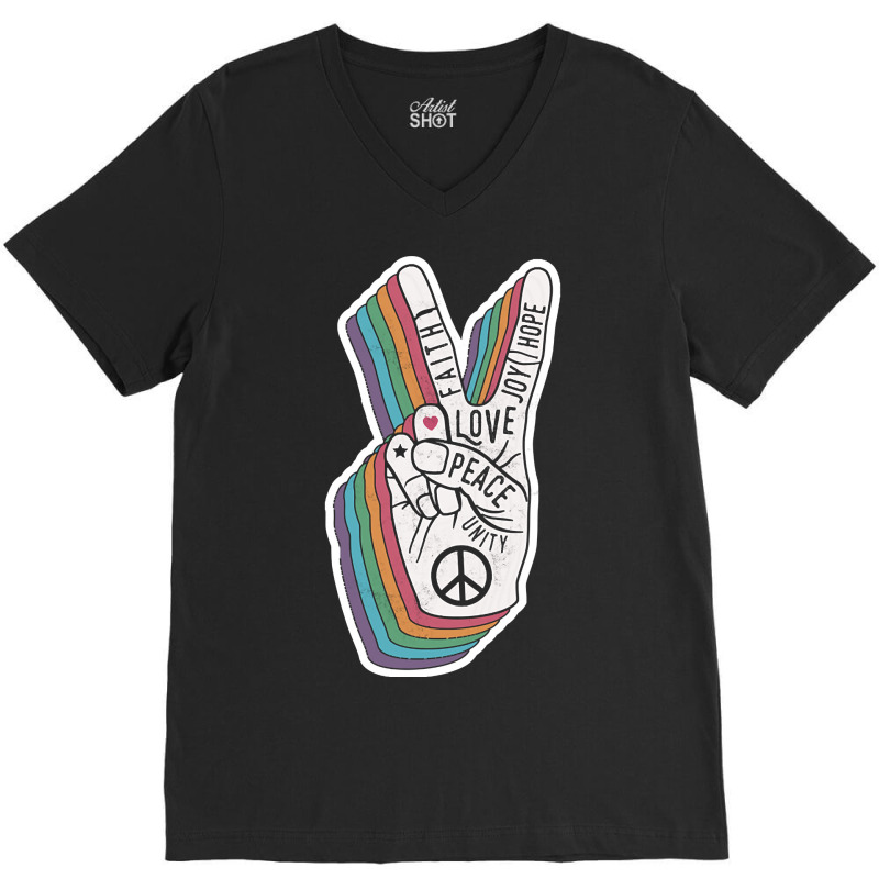 Peace Works V-Neck Tee by Sizemore Adame | Artistshot