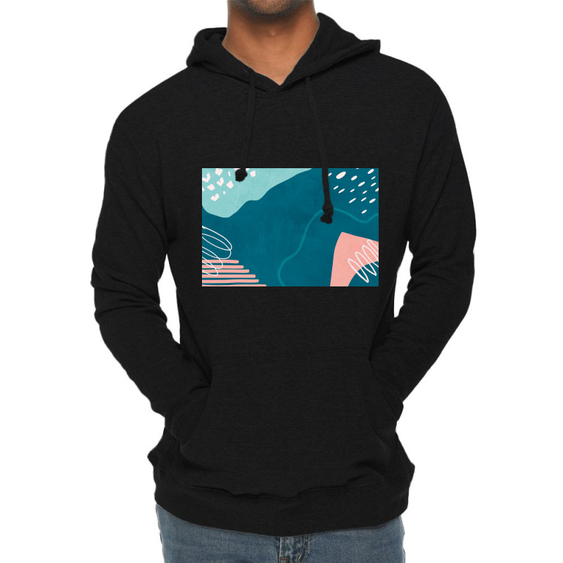 Blue And Pink Abstract Doodle Lightweight Hoodie by ElaineABernard | Artistshot