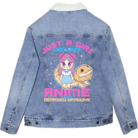 Just A Girl Who Loves Anime And Bearded Dragons Unisex Sherpa-lined Denim Jacket | Artistshot