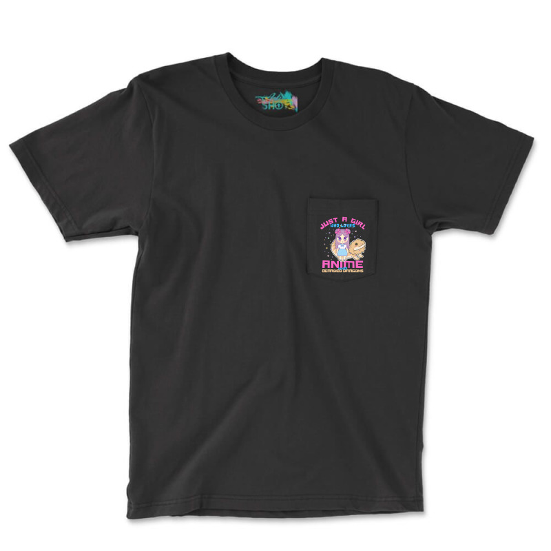 Just A Girl Who Loves Anime And Bearded Dragons Pocket T-Shirt by Ledford Leslie | Artistshot