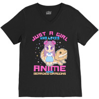 Just A Girl Who Loves Anime And Bearded Dragons V-neck Tee | Artistshot