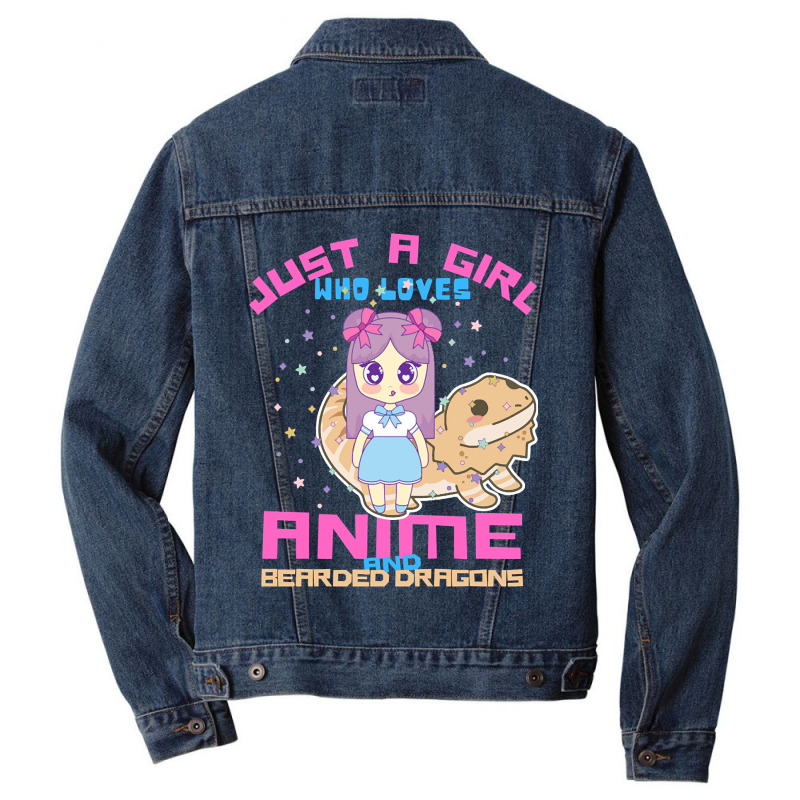 Just A Girl Who Loves Anime And Bearded Dragons Men Denim Jacket by Ledford Leslie | Artistshot