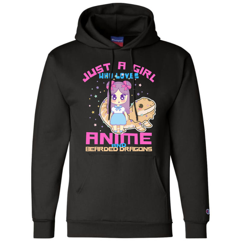 Just A Girl Who Loves Anime And Bearded Dragons Champion Hoodie by Ledford Leslie | Artistshot