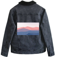 Blue And Pink Mountain Unisex Sherpa-lined Denim Jacket | Artistshot