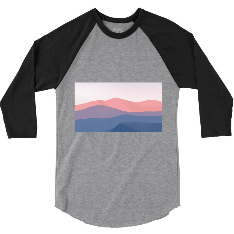 Blue And Pink Mountain 3/4 Sleeve Shirt by ElaineABernard | Artistshot